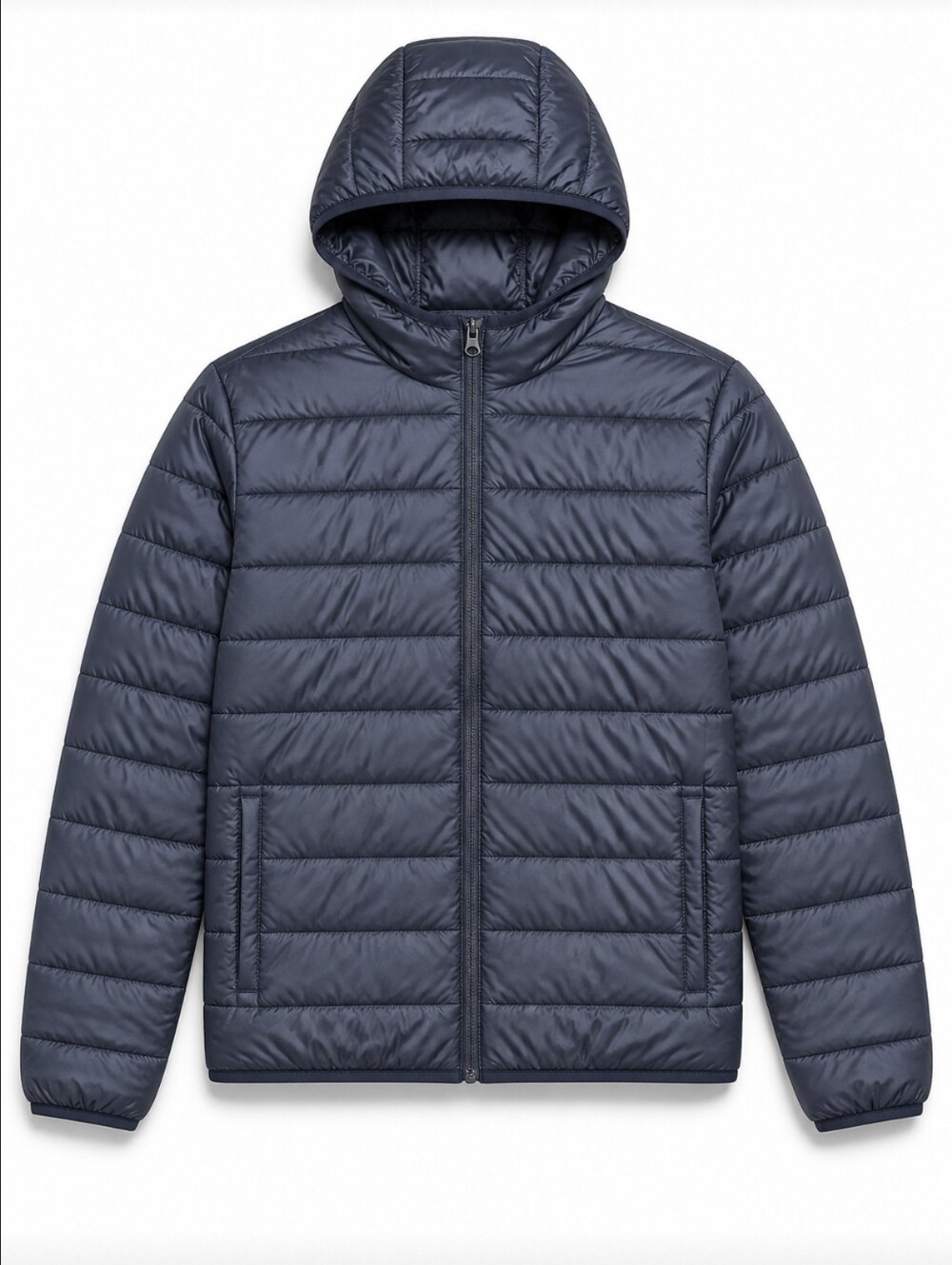 HM Navy Blue Hooded Lightweight Puffer Jacket Size Large EUC